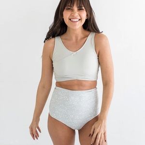 Coral Reef sage reversible high waisted bottoms and crop top